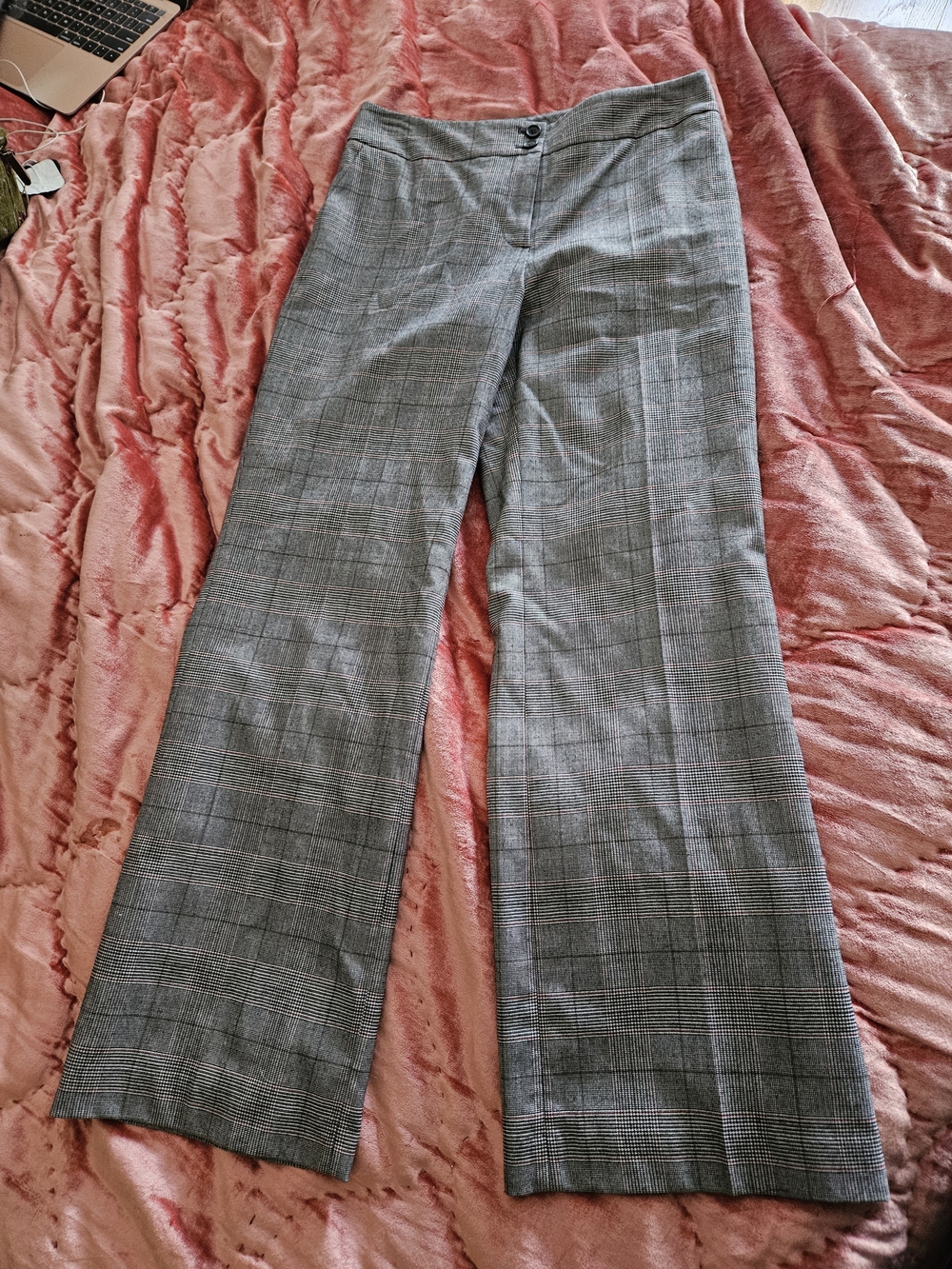 Talbots Gray Plaid Wide-Leg Trousers